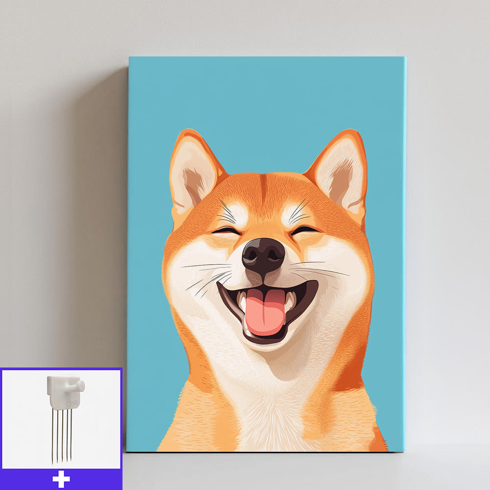 웃음만개 시바이누 A3 캔버스액자 강아지그림 - 메인 이미지