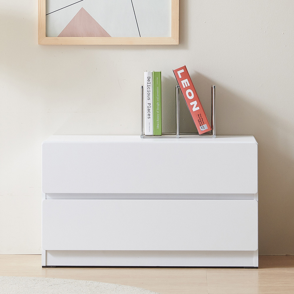 스코나 디스트 2단 서랍 거실장 인테리어 TV장 800mm, 화이트