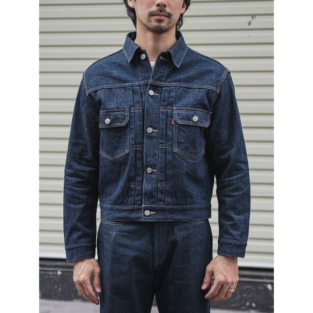 BRONSON 원워시드 2세대 데님자켓 플란넬안감 Lot 817XX 샌포라이즈 셀비지 데님 딥 인디고 S(36)