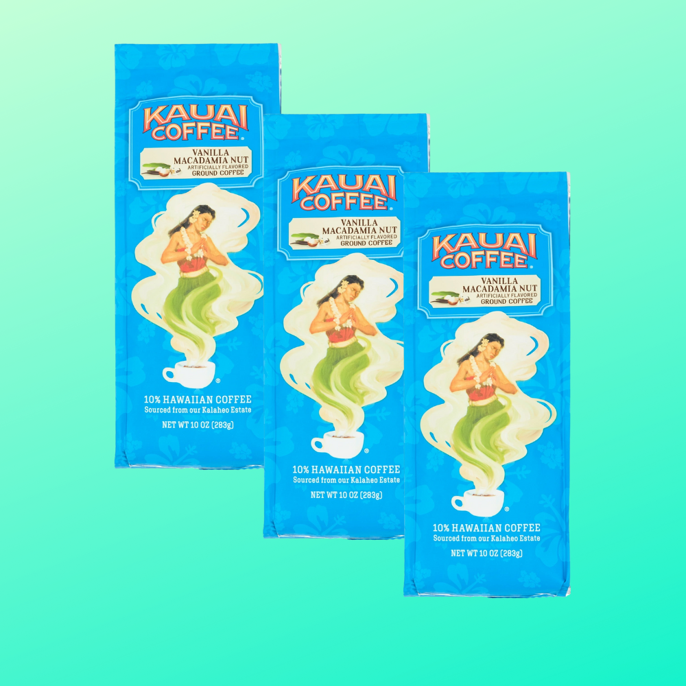 kauai Hawaiian Ground Coffee 카우아이 그라운드 커피 바닐라 마카다미아 너트 맛 283g 3팩 - 상품 이미지