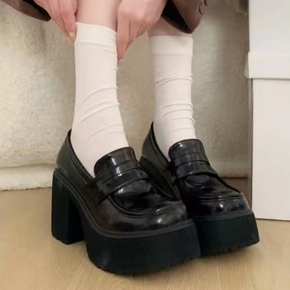 여성로퍼 통굽 키높이 청키 가죽 이미지 6
