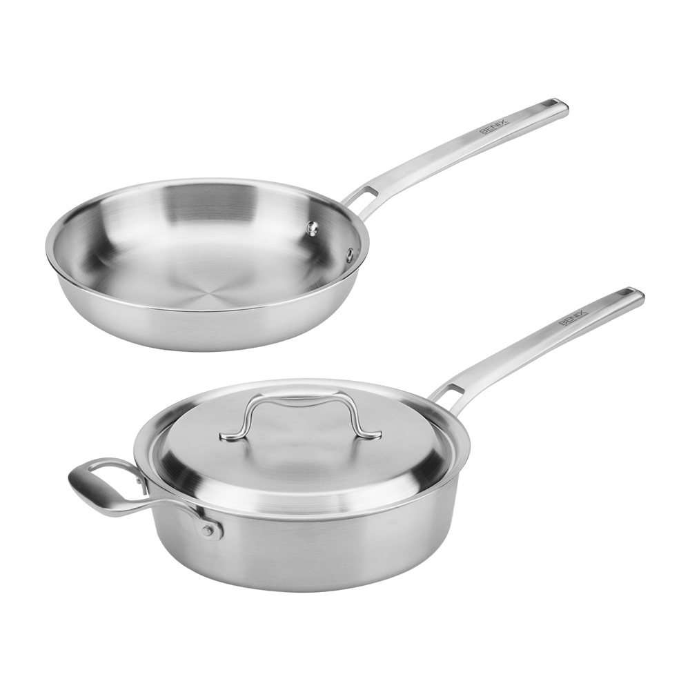 한일스텐레스 통5중 IH 베닉스 스텐팬 2종 세트 A (24프라이팬+24소테팬)