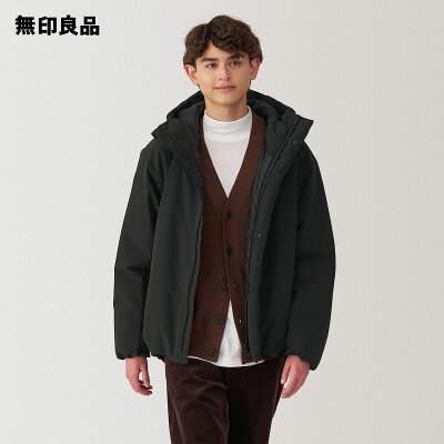 무인양품 MUJI 남성 워셔블 패딩 후드 자켓 점퍼 84133763 블랙 - 상품 이미지