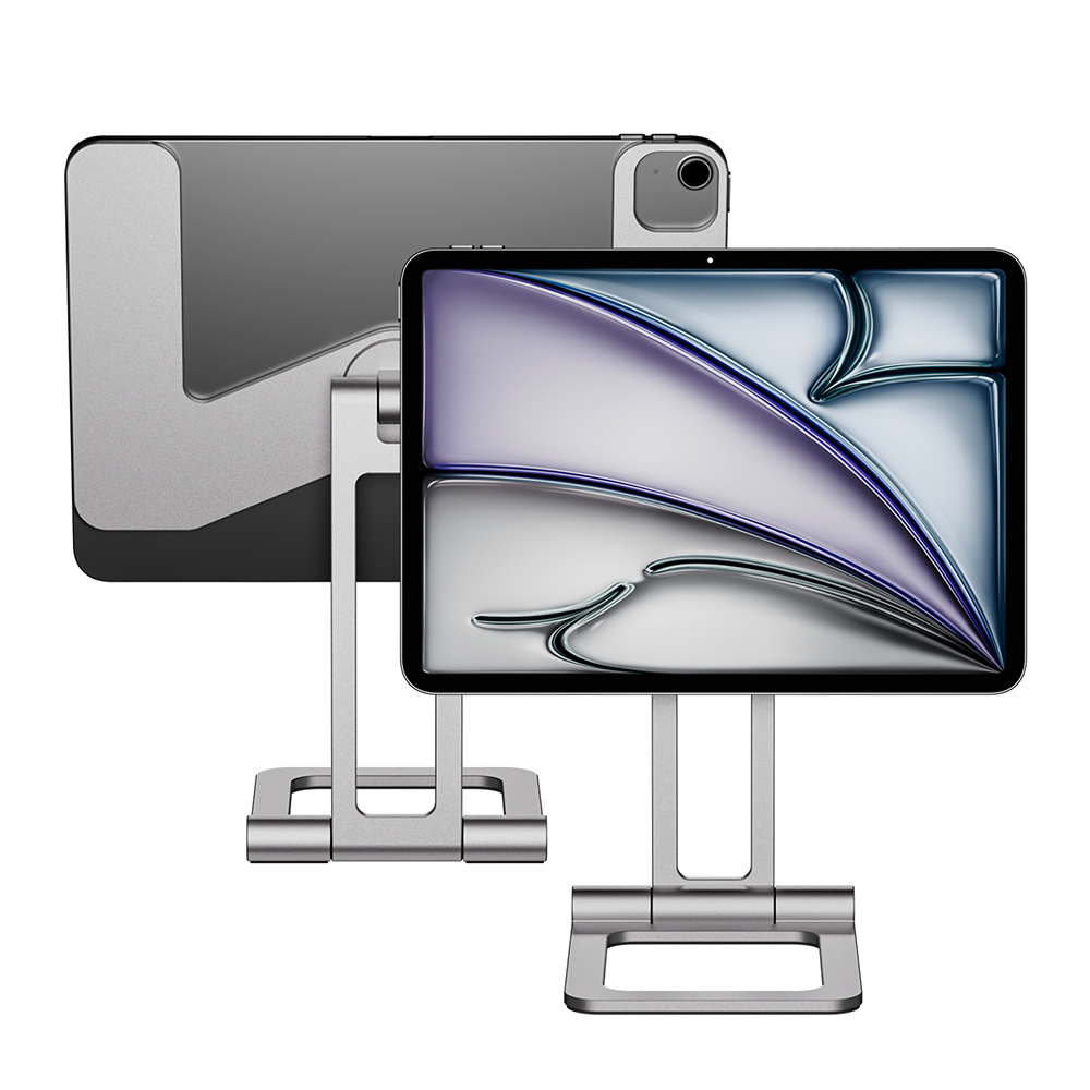 아이패드 거치대 초경량 휴대용 마그네틱 책상 스탠드 맥스냅에어SE 실버, 아이패드 에어 27.9cm(11인치) M2 6세대