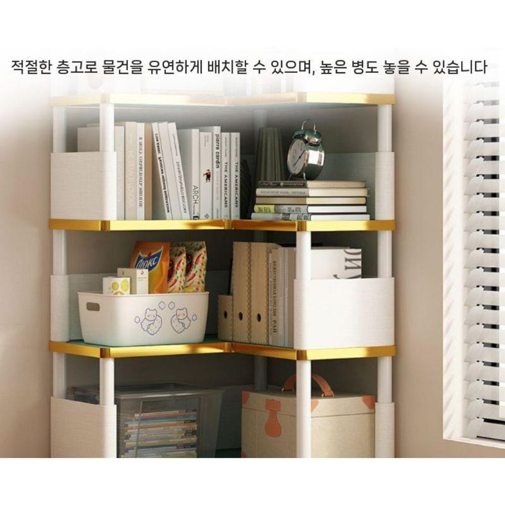 코너형 책장 폭좁은 책꽂이 다층 원목 수납장 모던 서재 북타워 스탠딩 선반 이미지 6