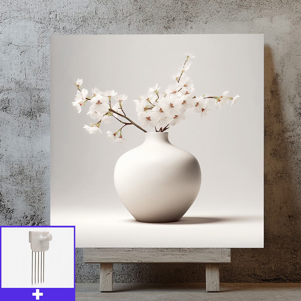 재물벚꽃화병 45X45cm 캔버스액자 벚꽃그림 - 메인 이미지