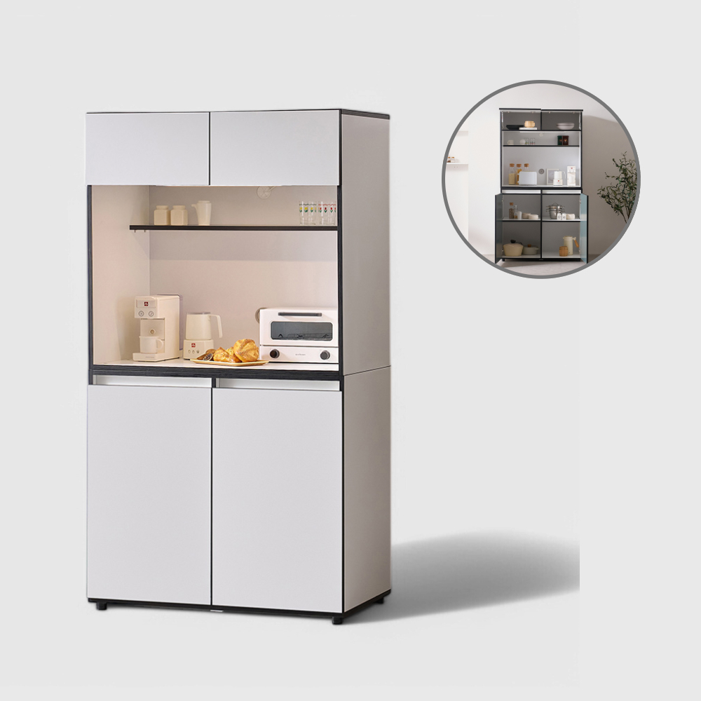 홈트리가구 오브제 밥솥 다이 주방 수납장 선반 렌지대 홈카페 1000mm, 2단, 화이트