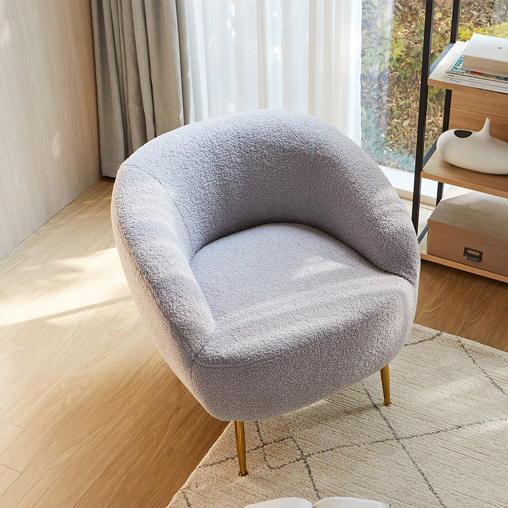 홈 인테리어 몽블 양털 패브릭 부클레 클라우드 1인 소파 의자