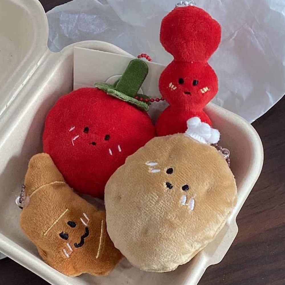 귀여운 푸드 인형 키링 탕후루 소라빵 감자 요리사 토마토 프레즐 음식 가방키링 - 메인 이미지