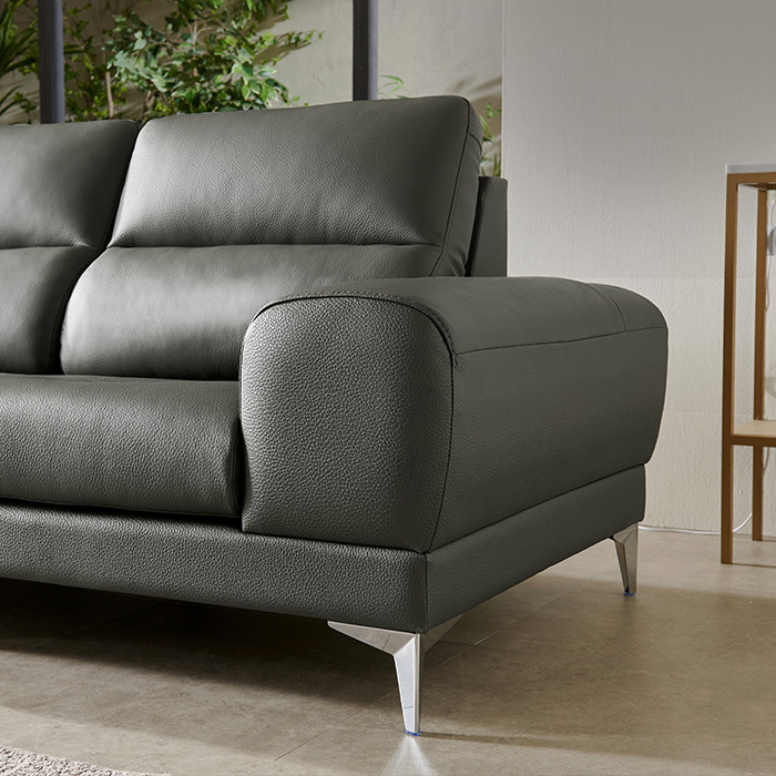 보루네오 통가죽 천연면피 소가죽 클레이 4인용 소파 / 스툴+쿠션