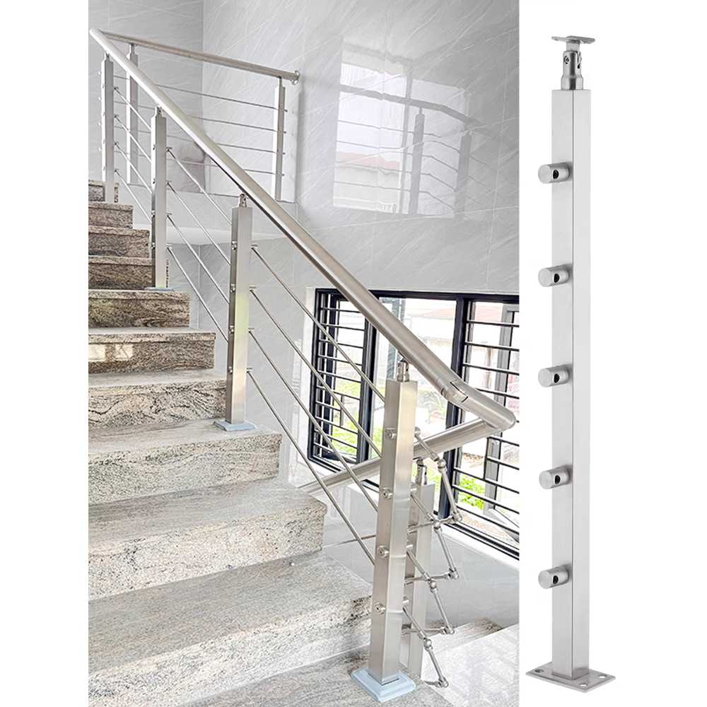 스텐 난간대 스테인리스난간 계단 발코니 테라스 기둥 1.2mm 38각관 H850mm - 상세 이미지 3
