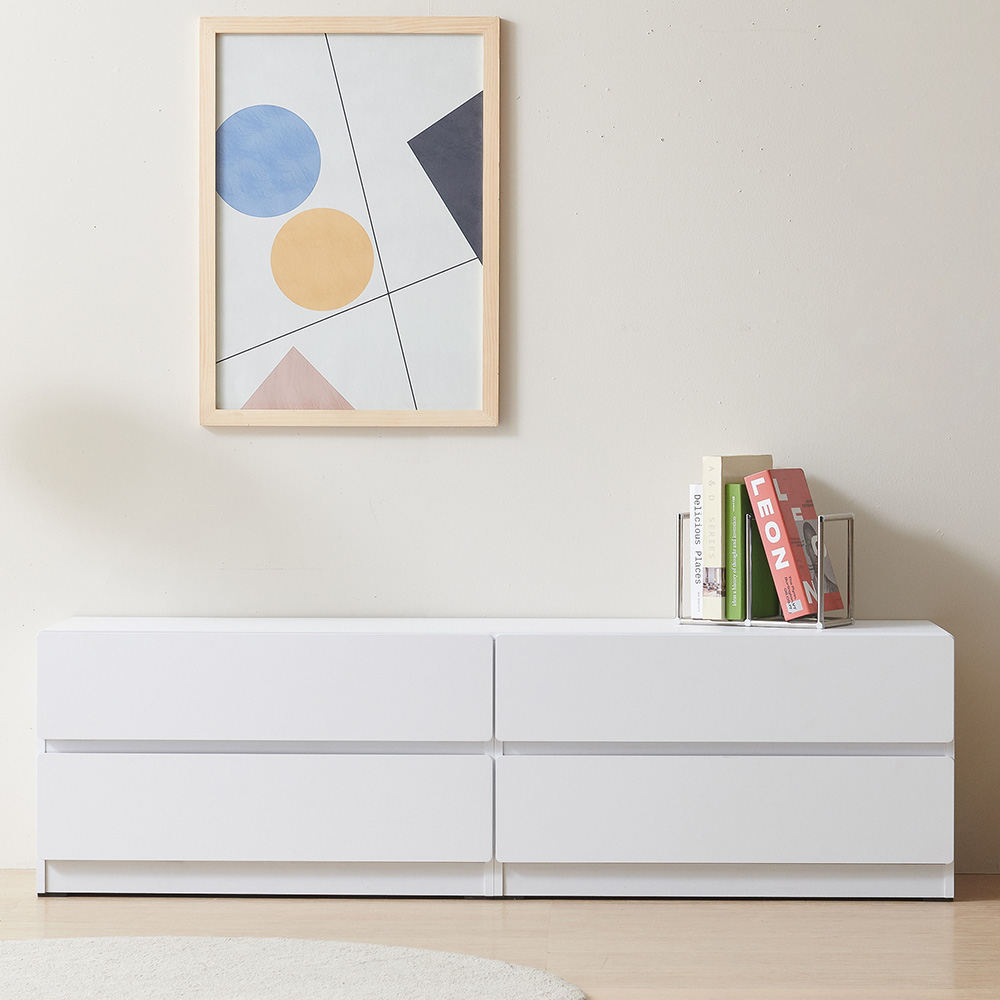 스코나 디스트 2단 서랍 거실장 인테리어 TV장 1600mm, 화이트