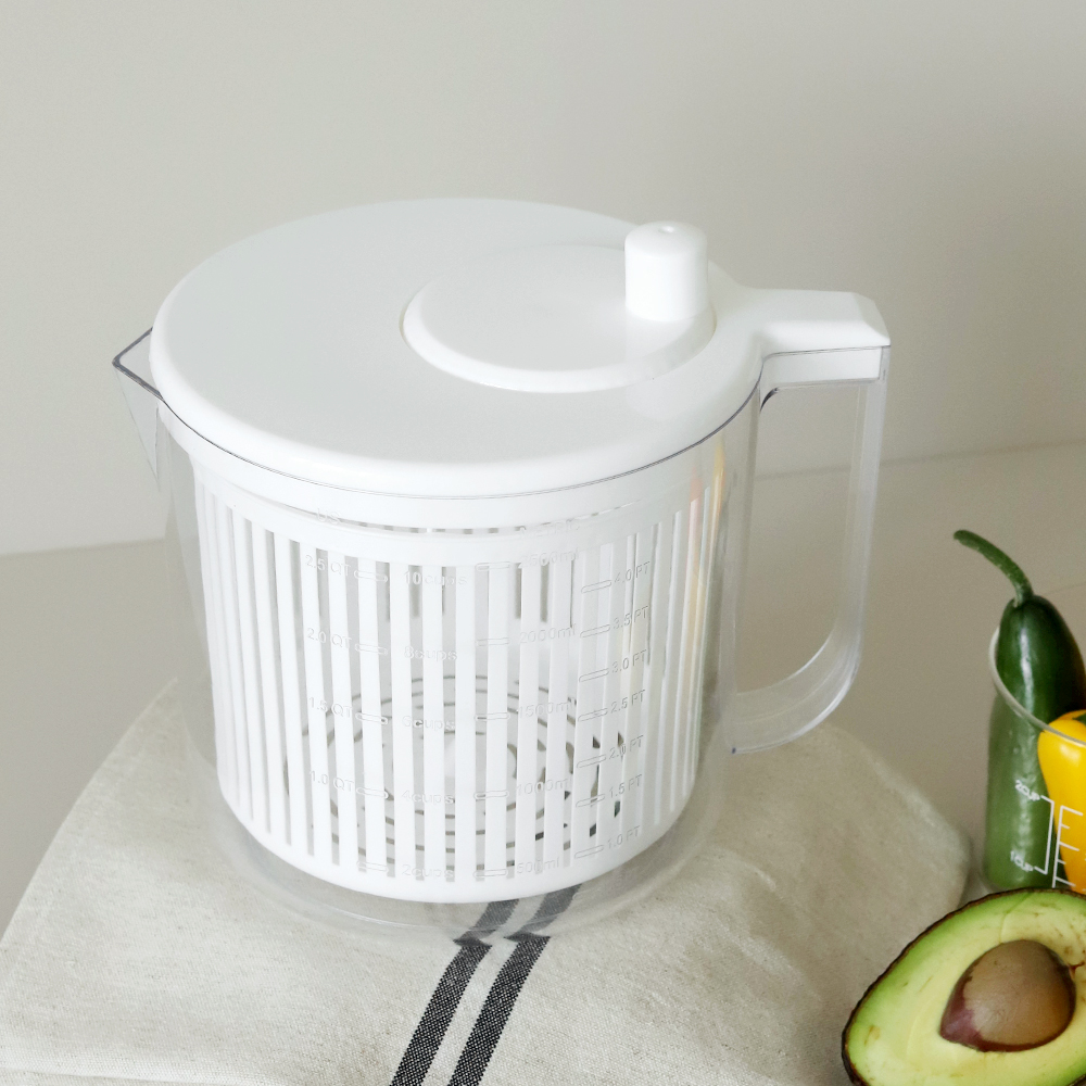 콤팩트 만능 야채탈수기 핸들 손잡이형 2.5L /샐러드 물기제거 스피너 믹싱볼 채반 - 상세 이미지 3