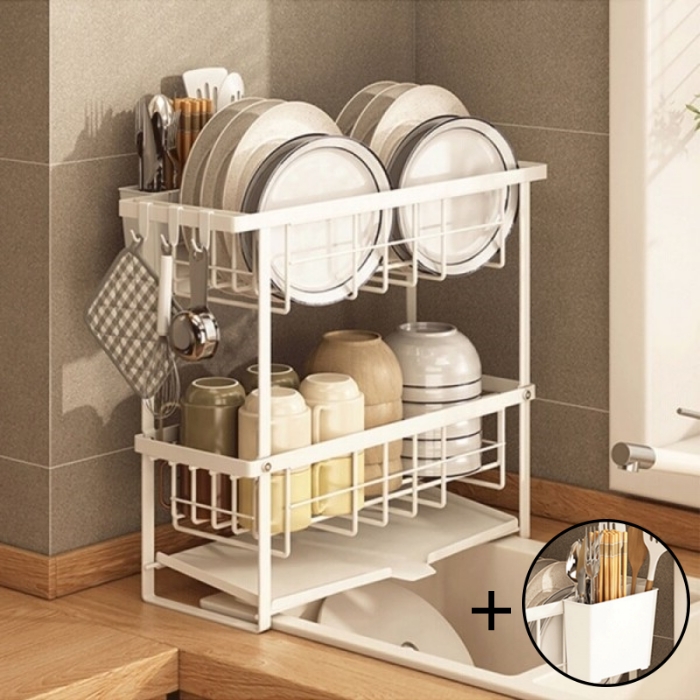 슬림 틈새 2단 물빠짐 식기건조대 주방 싱크대 미니 컵 그릇정리대