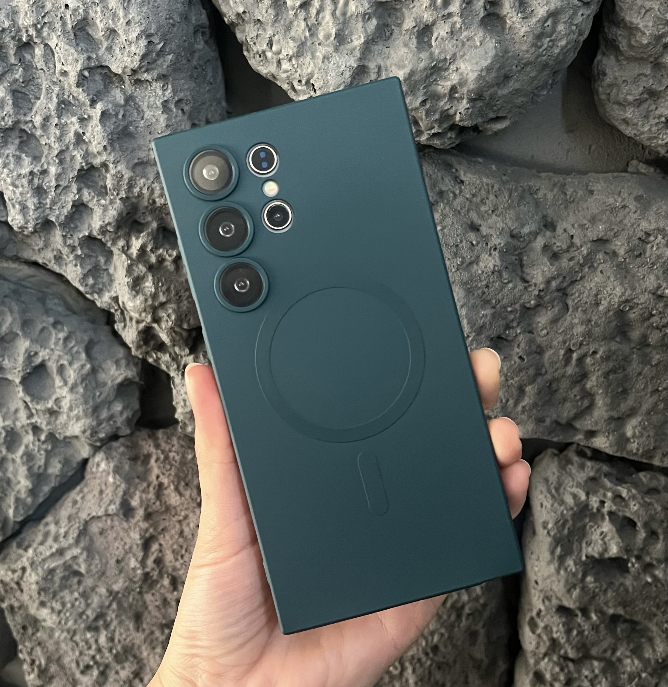 맥세이프 케이스 범퍼 젤리 실리콘 슬림 풀커버 카메라보호 다크그린, 갤럭시S25 울트라