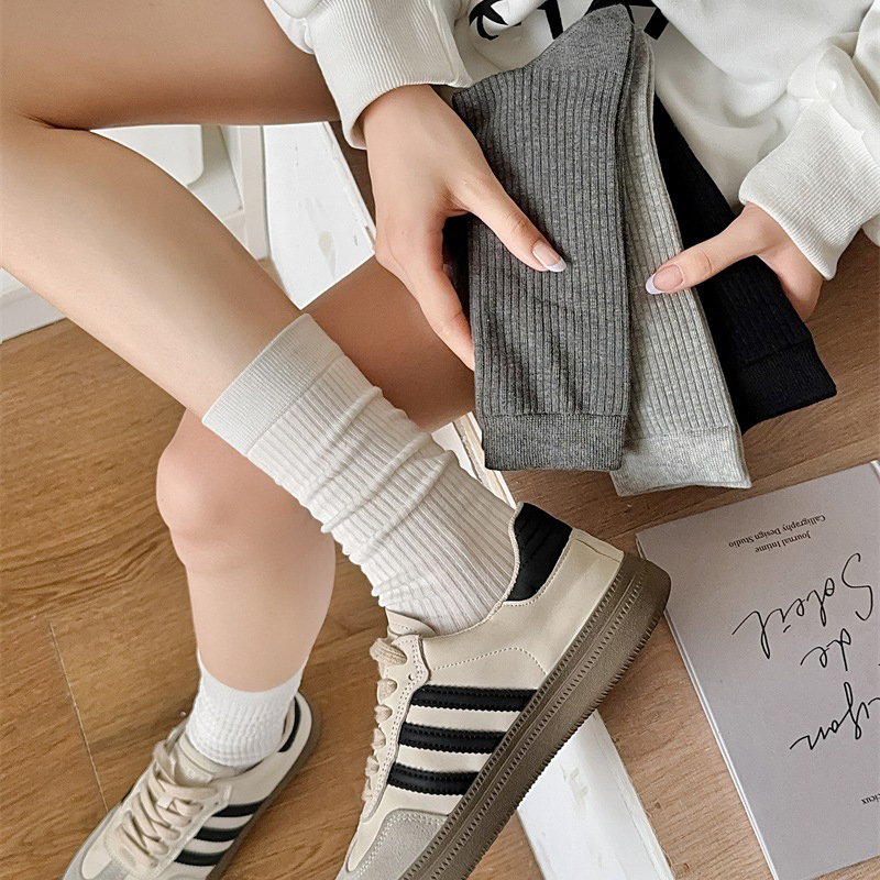 어썸 베이직 골지 가을양말 심플 면 장목 양말 - 상세 이미지 2
