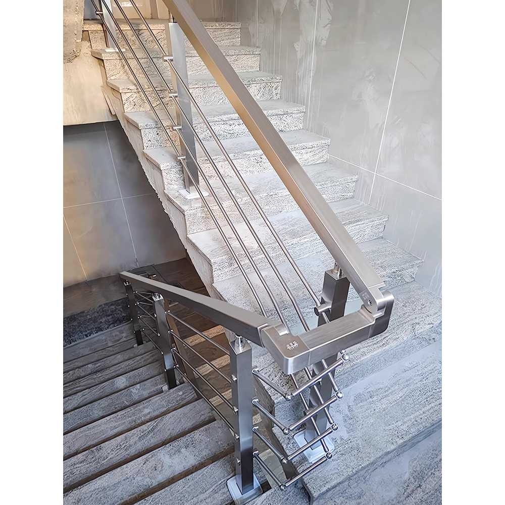 스텐 난간대 스테인리스난간 계단 발코니 테라스 기둥 1.2mm 38각관 H850mm - 상세 이미지 2