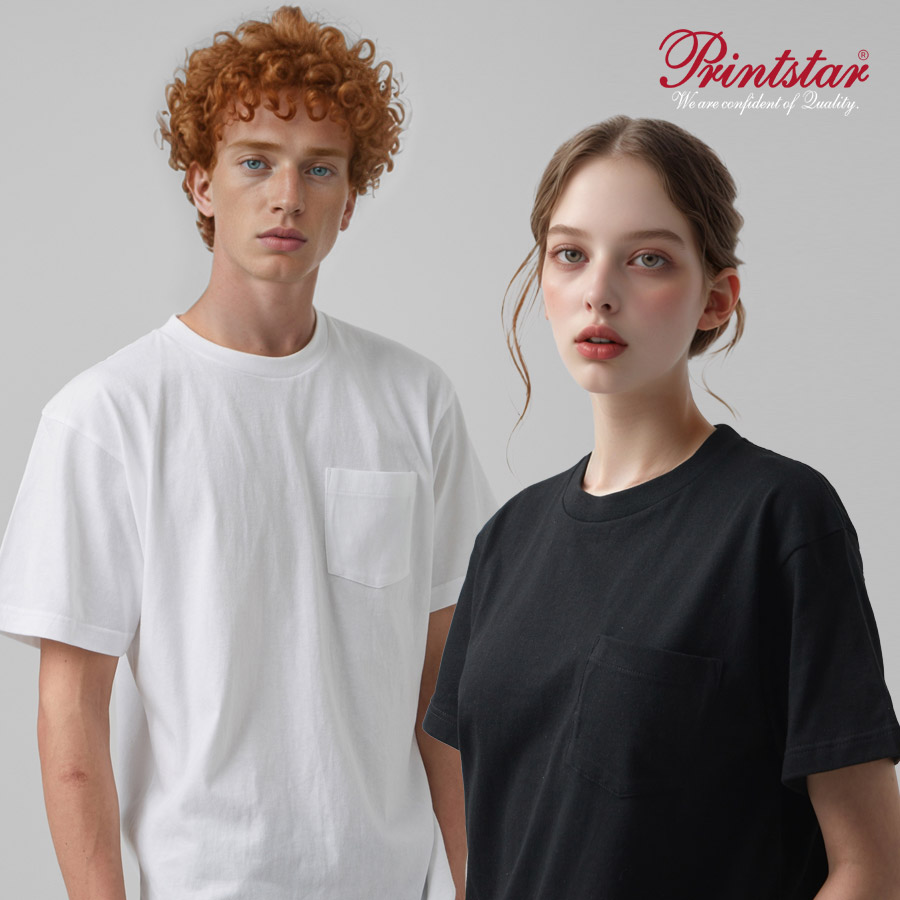 프린트스타 109-PCT 베이직 라운드 포켓티셔츠 단체티 반티 소량인쇄 1장도제작가능