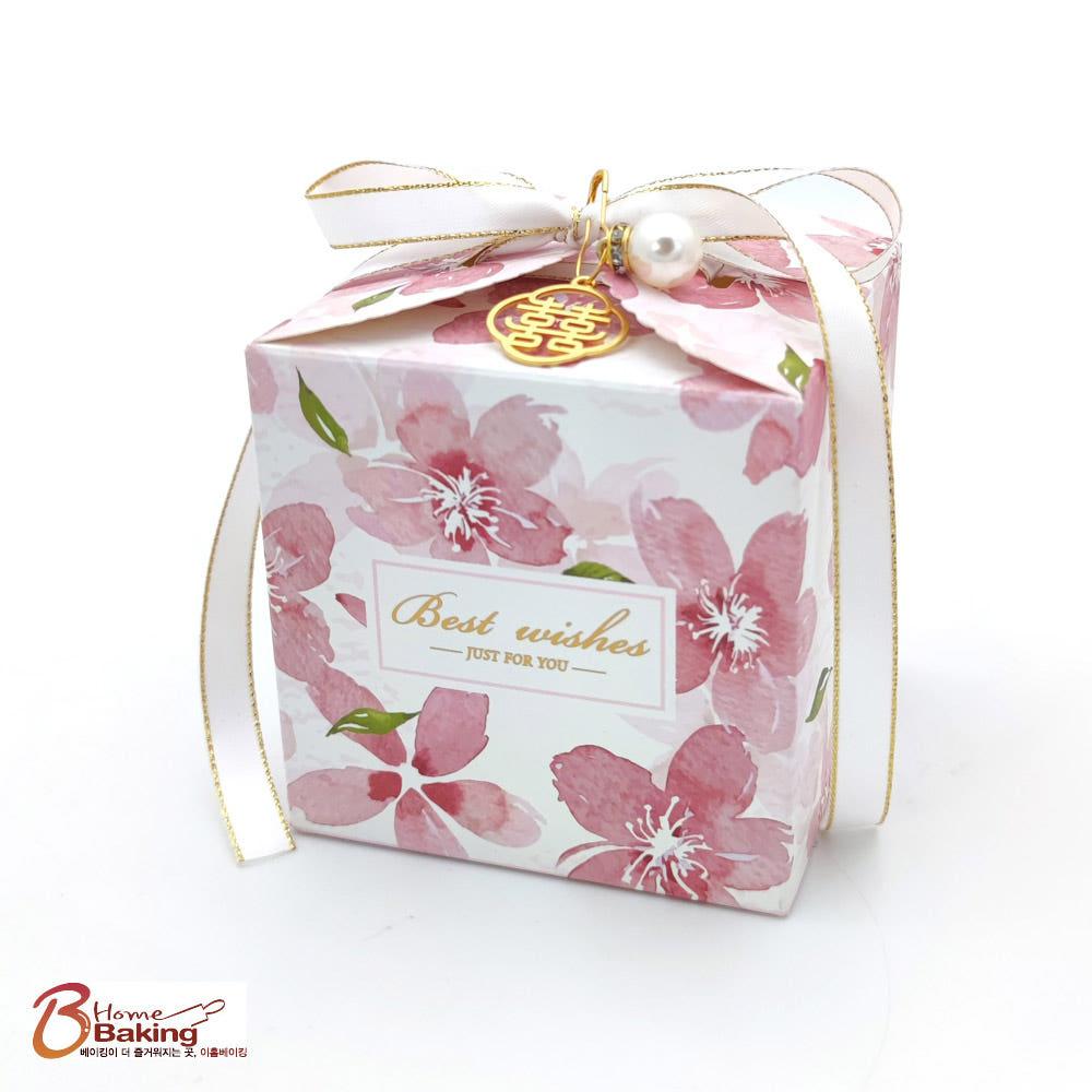 레이스핑크벚꽃상자 리본포함 소 6.5 대 8.5 택1 답례품상자 쿠키 포장박스 선물 제품 이미지