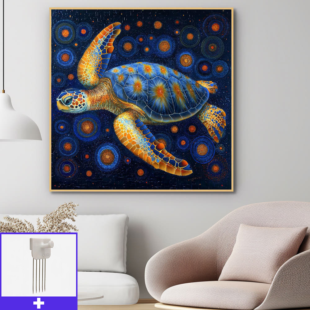 재물 거북 80X80cm 무광골드 알루미늄액자 - 메인 이미지