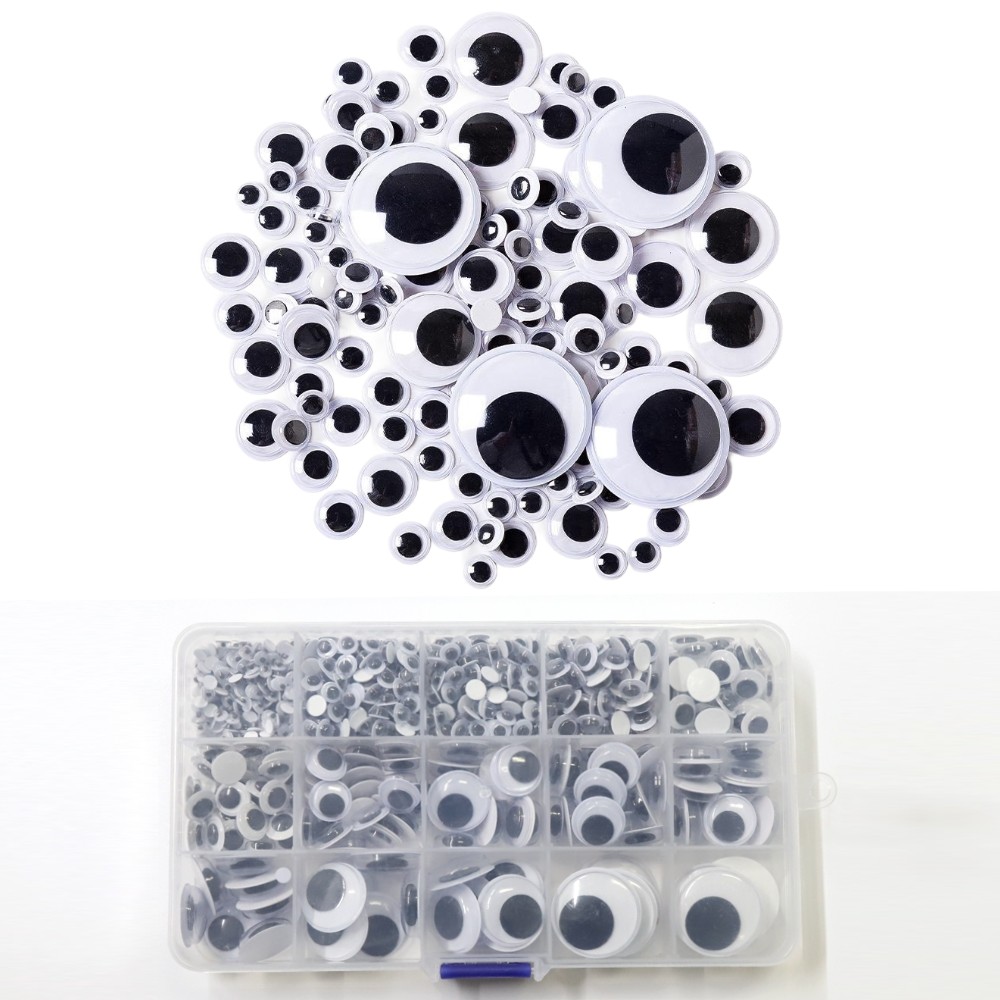 접착식 눈알 사이즈별 혼합 사각 박스 1통 30g 인형눈알 스티커 부자재 - 상품 이미지