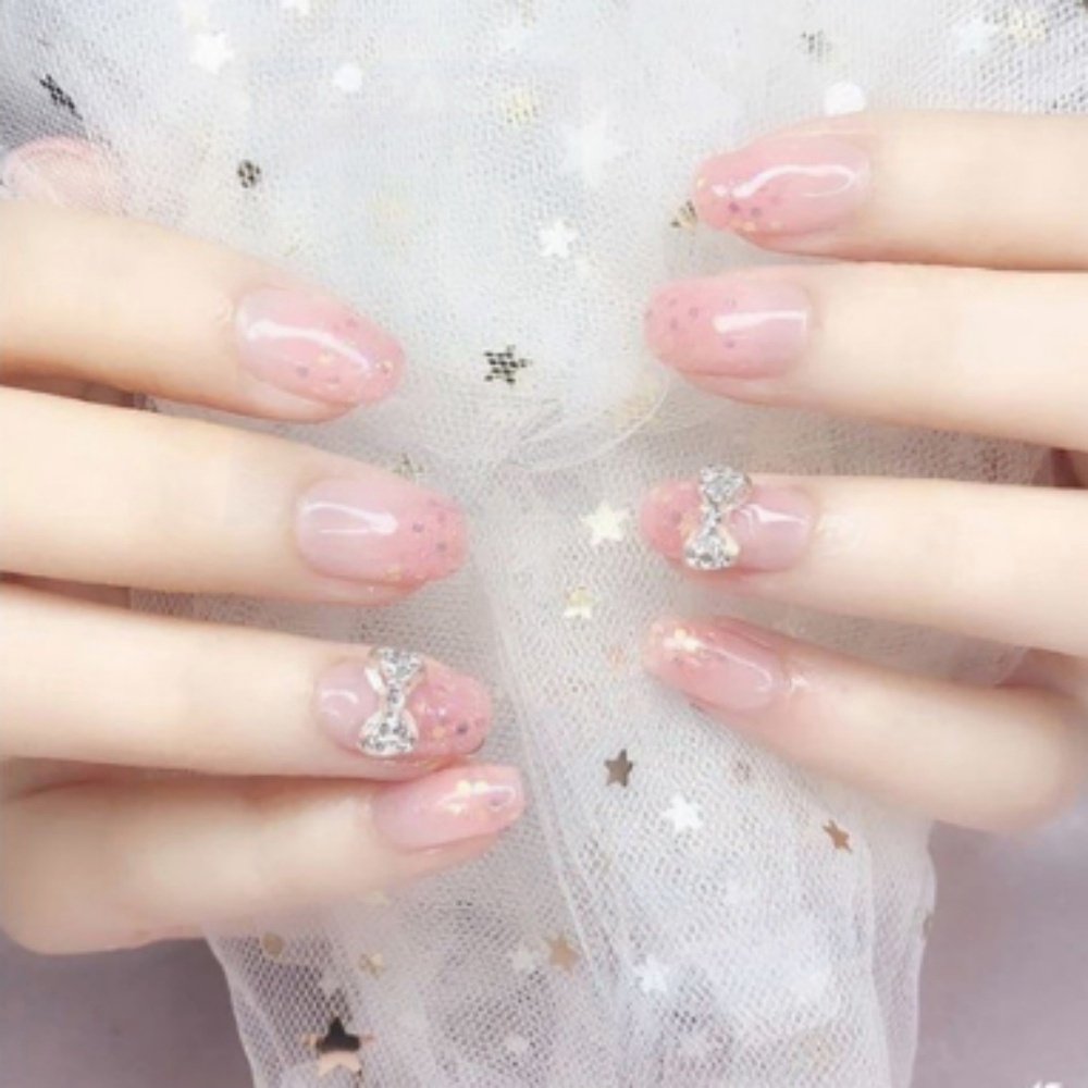 진주 포인트 리본 네일파츠 2개 손톱장식 셀프 젤네일 9x4mm : 용원몰4