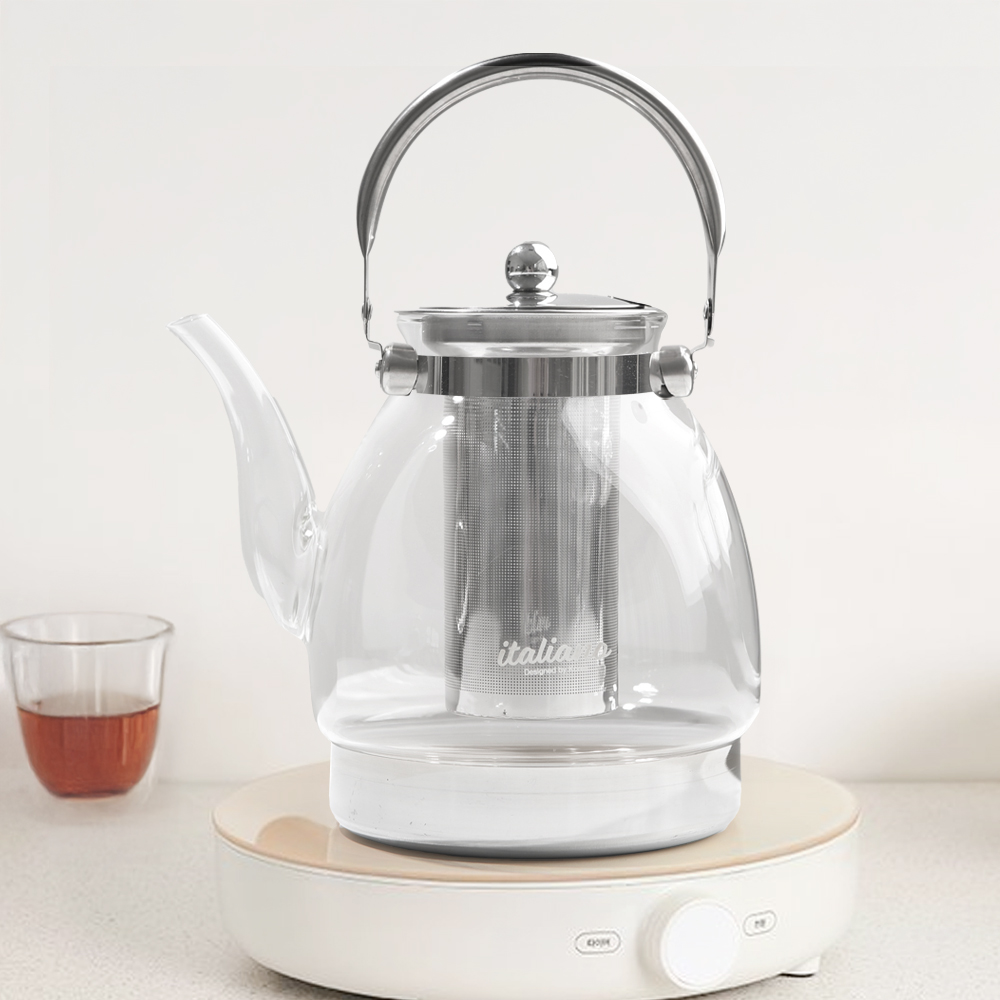 이탈리아노 커피 앤 티포트 내열 유리 약탕기 주전자 인덕션 차 티팟 2.2L
