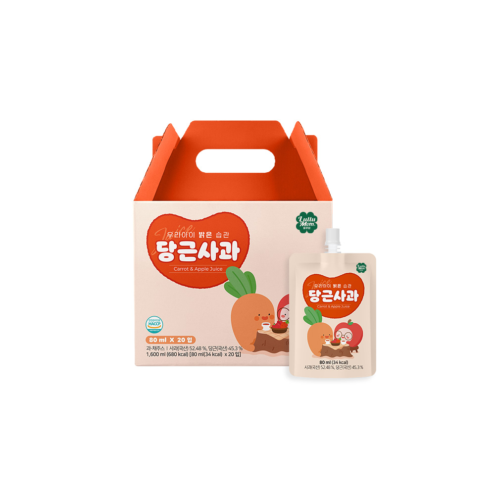 룰루맘 우리아이 밝은습관 당근사과 주스 1박스(80mlx20봉) - 상품 이미지