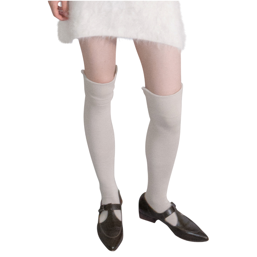 퍼버즈 PERVERZE Thigh High Sox 하이 니삭스 블랙 화이트 2컬러 - 상세 이미지 5