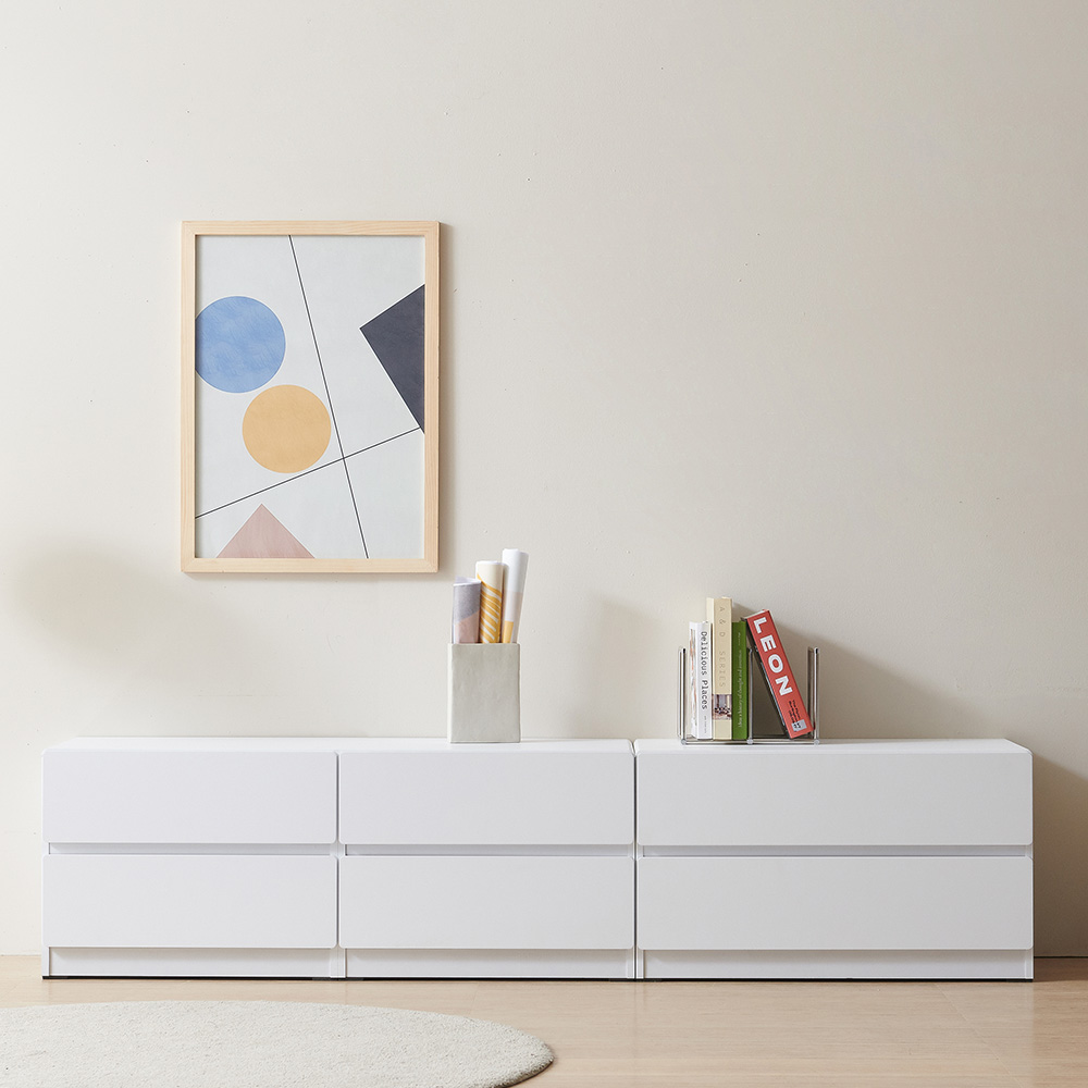 스코나 디스트 2단 서랍 거실장 인테리어 TV장 2000mm, 오크화이트