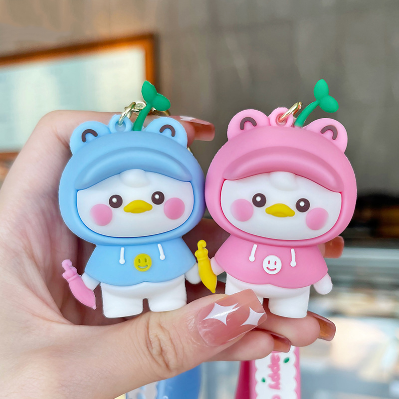 레인코트 오리 키링 귀여운 동물 인형 이미지 6