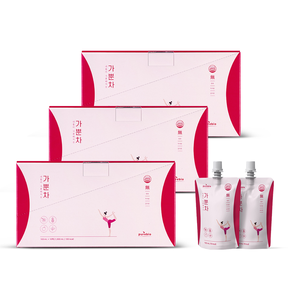 퓨어바이오 가뿐차 간편하게 붓기 좋은 차 카페인없는 히비스커스 노각나무 임산부 음료 100ml x 30팩 한달분 - 메인 이미지