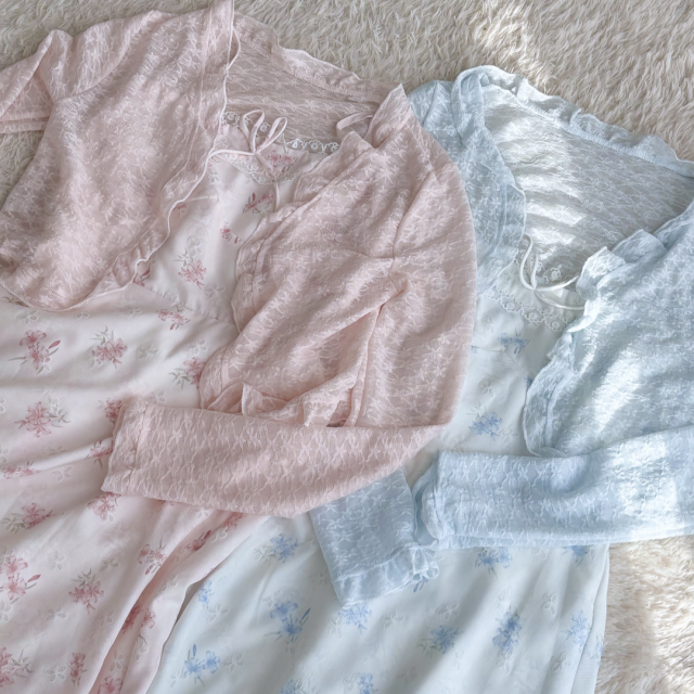 레이스 리본 나비 휴양지 여름 뷔스티에 나시원피스 슬리브리스 가디건 세트