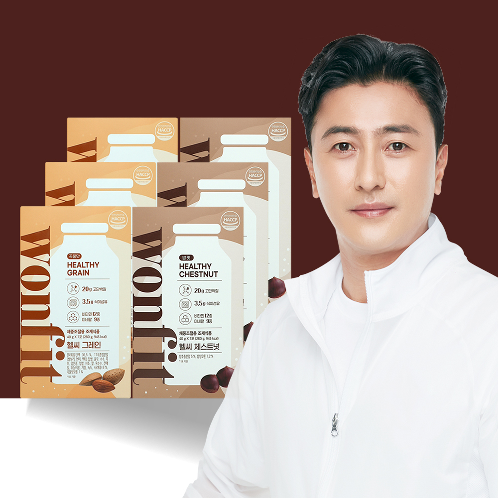 원핏 헬씨 그레인 곡물맛 3박스 + 헬씨 체스트넛 밤맛 3박스 총 42포 체중조절용 프로틴 다이어트 단백질 쉐이크 - 메인 이미지