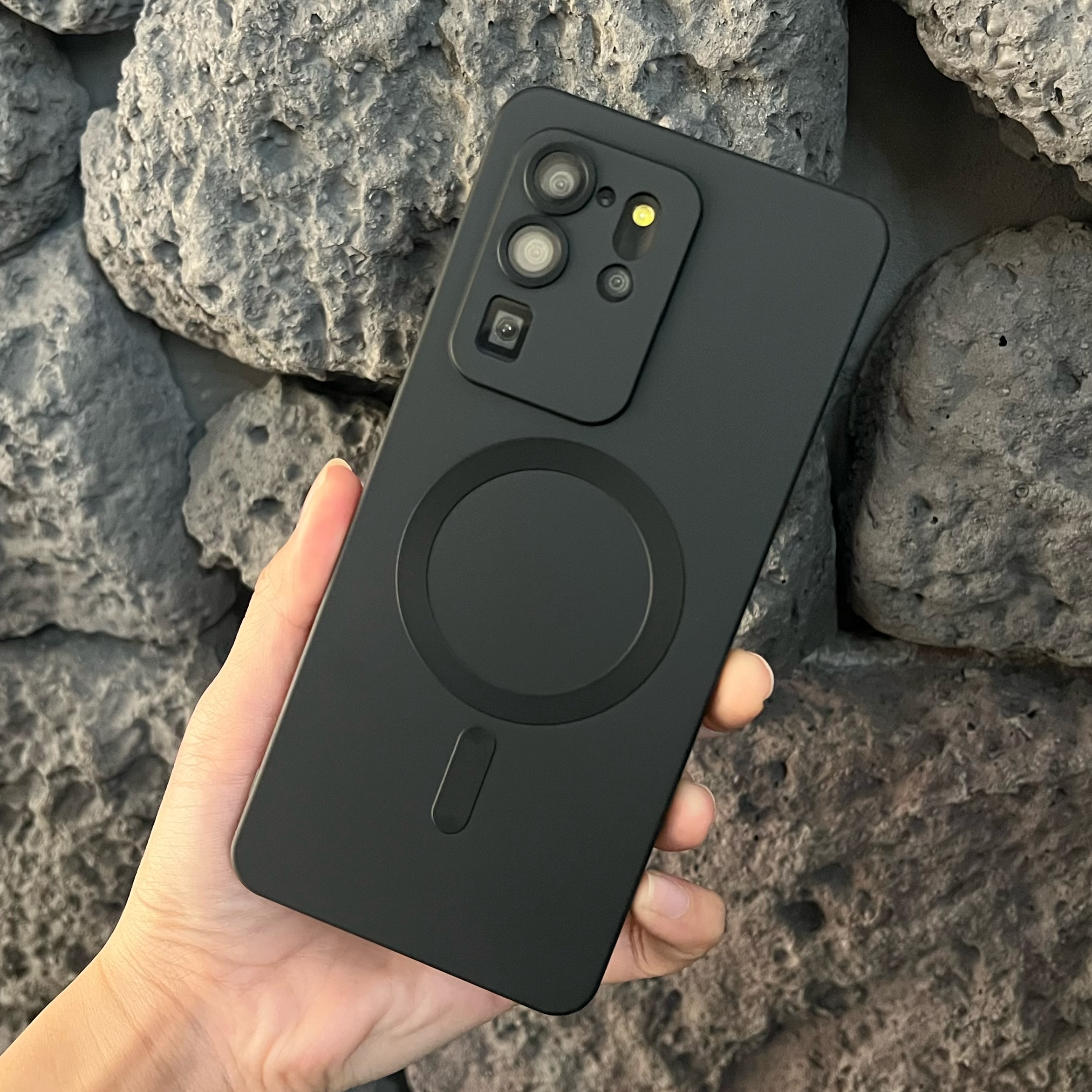 맥세이프 케이스 범퍼 젤리 실리콘 슬림 풀커버 카메라보호 블랙, 갤럭시S20 울트라