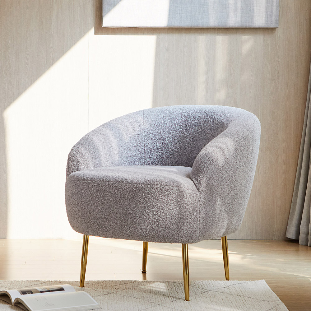 홈 인테리어 몽블 양털 패브릭 부클레 클라우드 1인 소파 의자