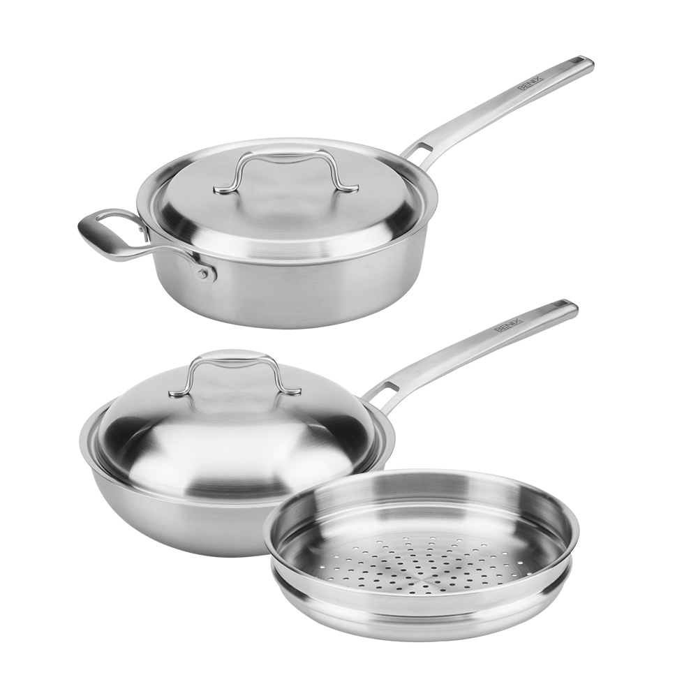 한일스텐레스 통5중 IH 베닉스 스텐팬 2종 세트 C (24소테팬+24궁중팬)