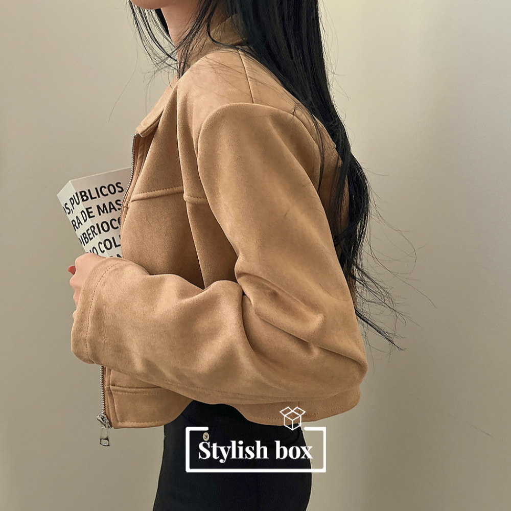 [핵고퀄!/new신상!✨] 스웨이드 카라 집업 크롭 자켓 3color 상세 이미지 6
