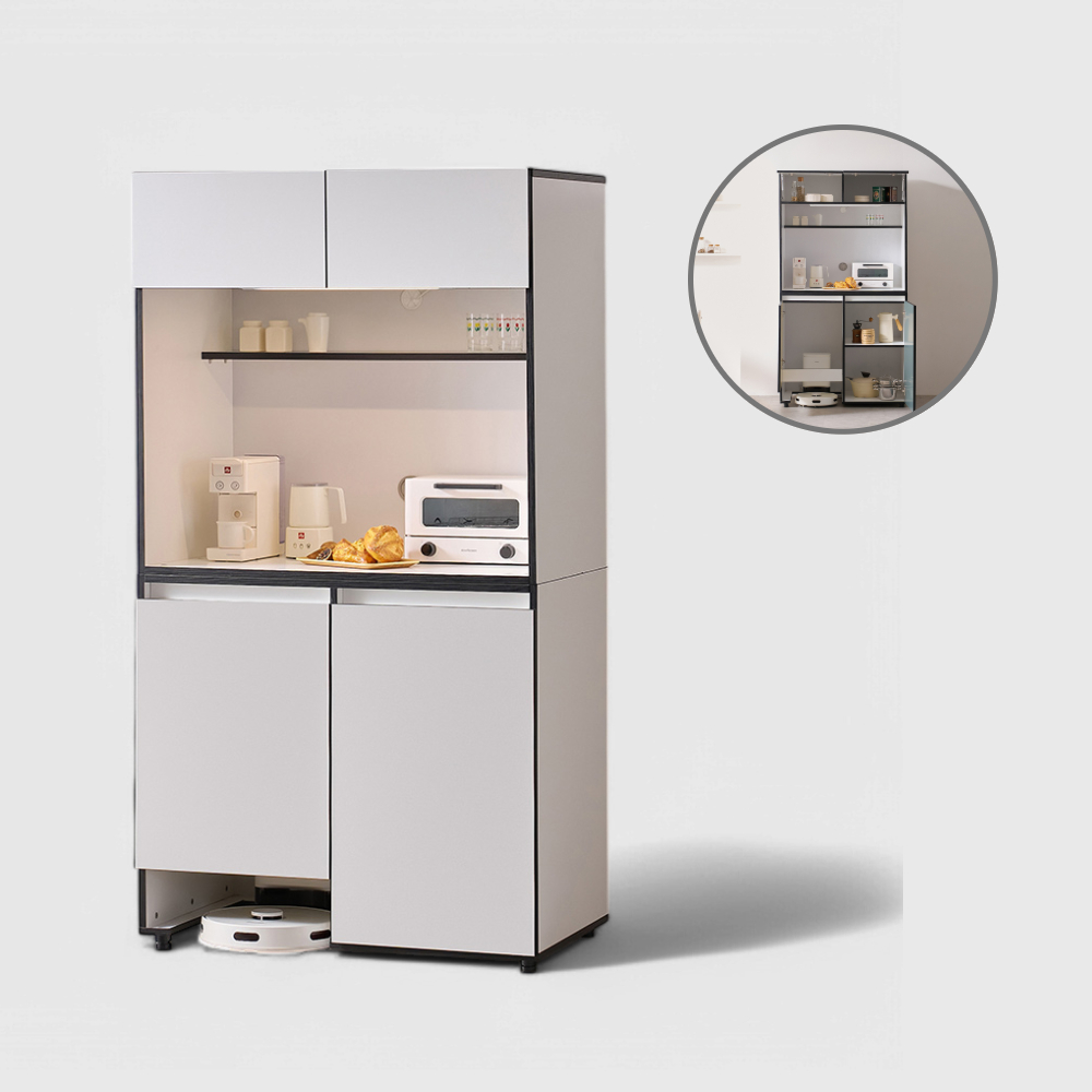 홈트리가구 오브제 밥솥 다이 주방 수납장 선반 렌지대 로봇청소기 1000mm, 2단, 화이트