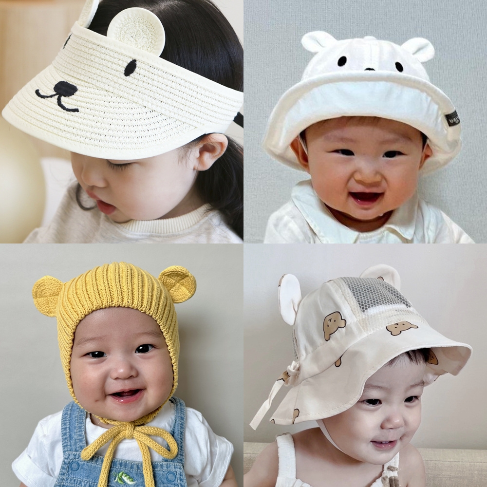 아기 곰돌이보넷 두돌 버킷햇 메쉬 벙거지 모자 6개월 캡모자
