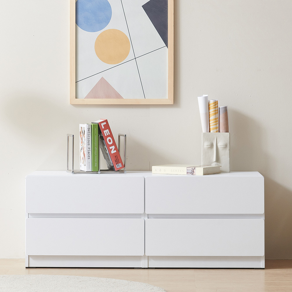 스코나 디스트 2단 서랍 거실장 인테리어 TV장 1200mm, 화이트