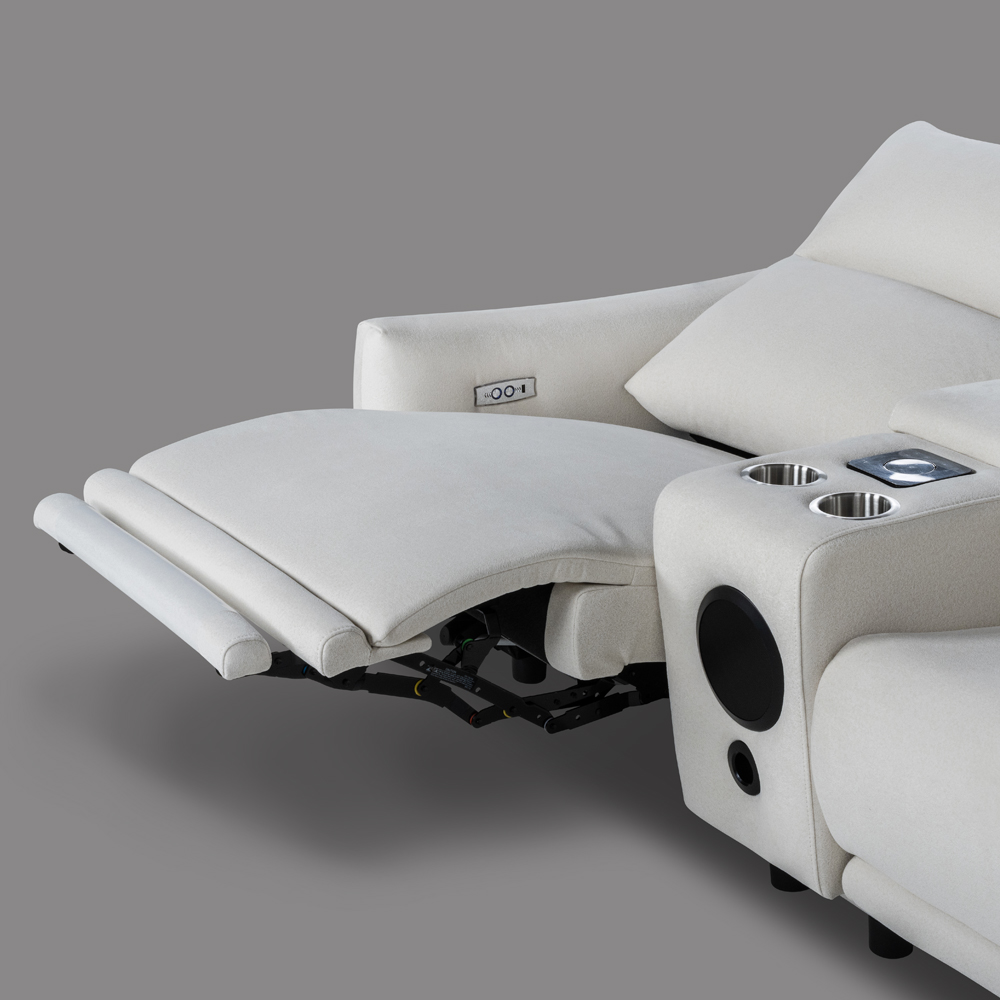 스코나 텐스트 메카 아쿠아텍스 패브릭 전동 리클라이너 소파 스툴미포함, 연그레이, 4인용