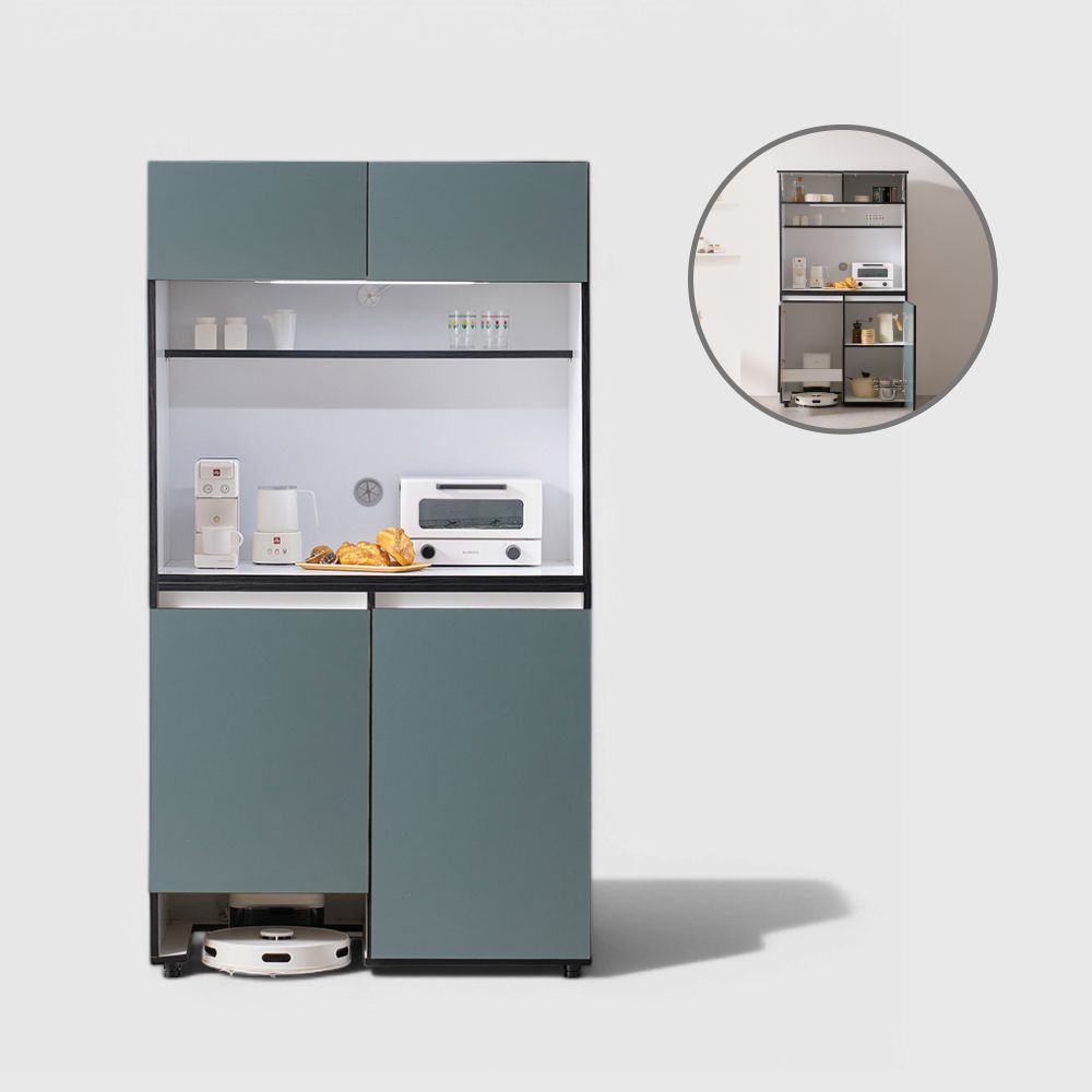 홈트리가구 오브제 밥솥 다이 주방 수납장 선반 렌지대 로봇청소기 1000mm, 2단, 카키