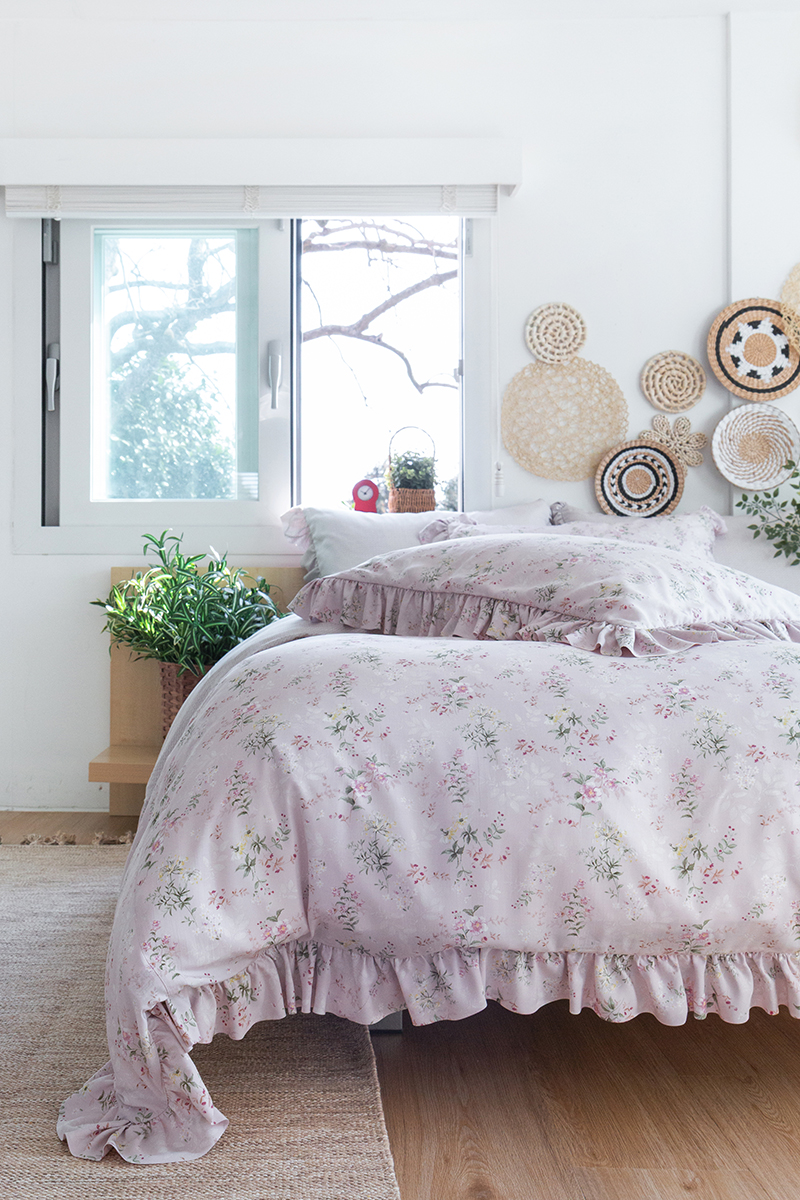 100% 최고급 모달 프릴 레이스 침구 [핑크가든]