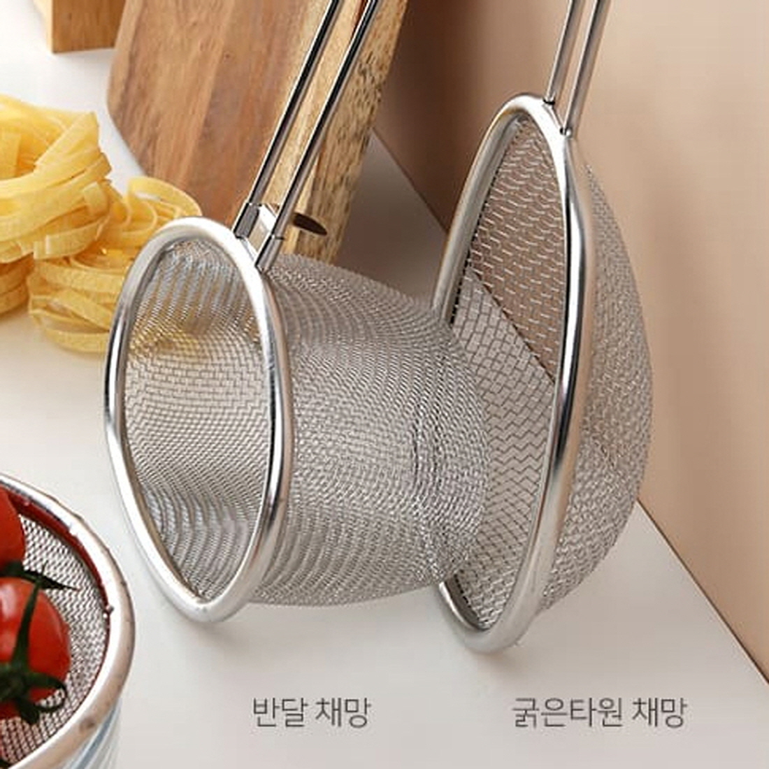 스텐 면채반 체반 튀김기 거름망 밀가루채 이유식 체망 우동망 육수망 건지기 5종 - 상세 이미지 3