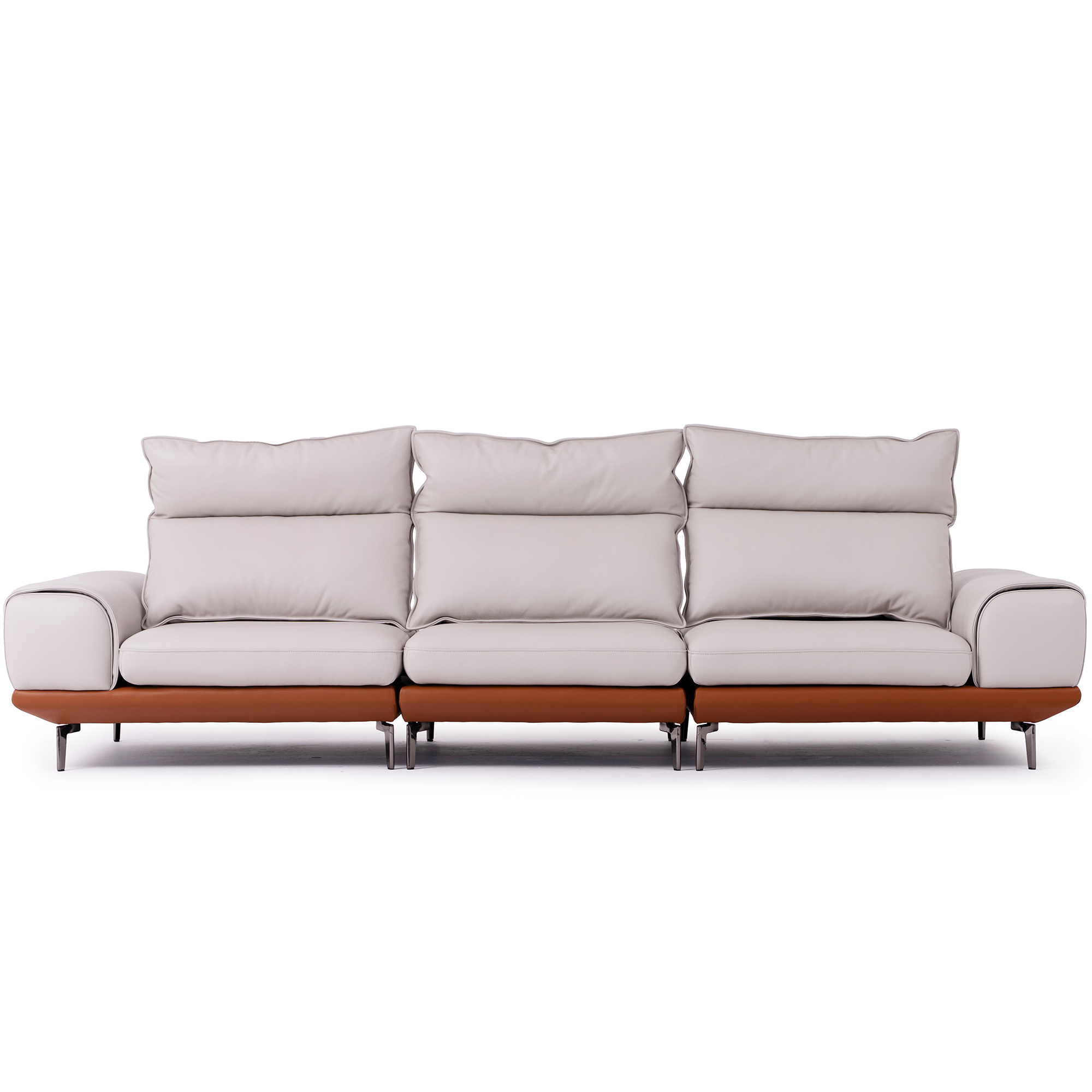 카나페 풀레더 스윙 소파 전체가죽 내추럴 면피 천연가죽 4인용 올가죽 등받이 조절 쇼파