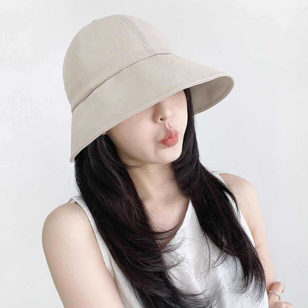 워싱 린넨 여성 자외선차단 벙거지모자 와이어 벨크로 보넷 버킷햇