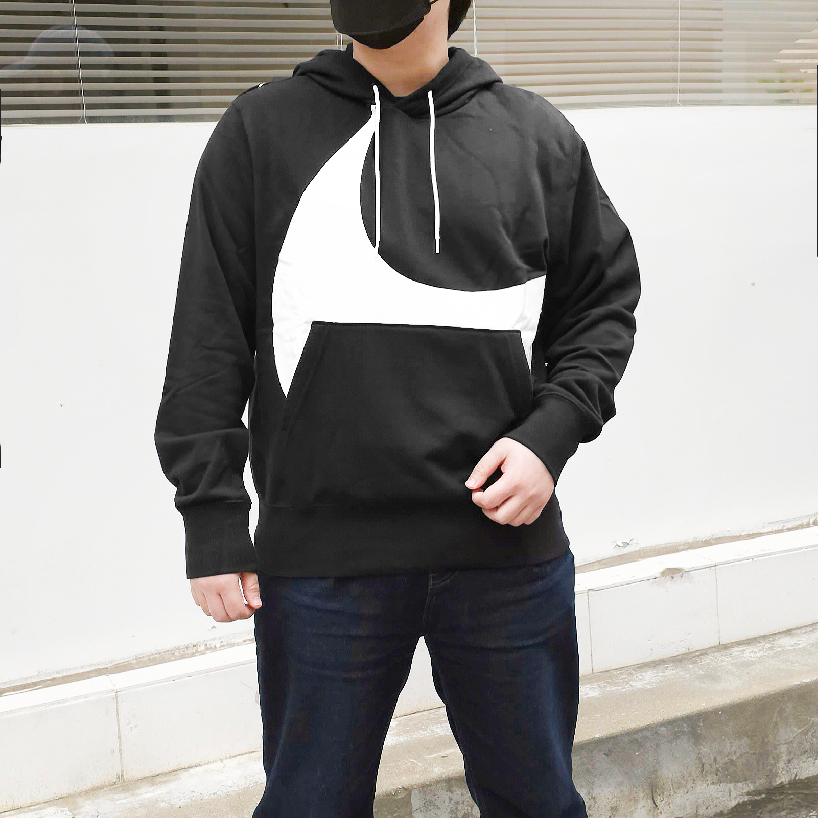 나이키 NIKE 스우시 프렌치테리 오버핏 후드 티셔츠 DV8151블랙, M