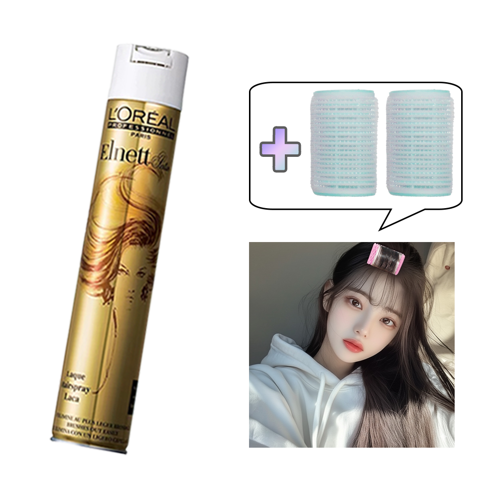로레알 에르네뜨 스프레이 500ml 강력 헤어스프레이 + 구르프 2개 (색상 랜덤)