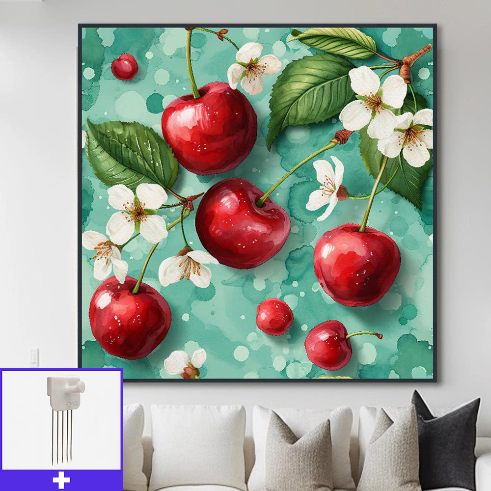 봄날의체리 80cm X 80cm 무광블랙 알루미늄액자 - 메인 이미지